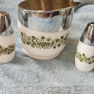 Gemco sugar bowl and salt and pepper shakers